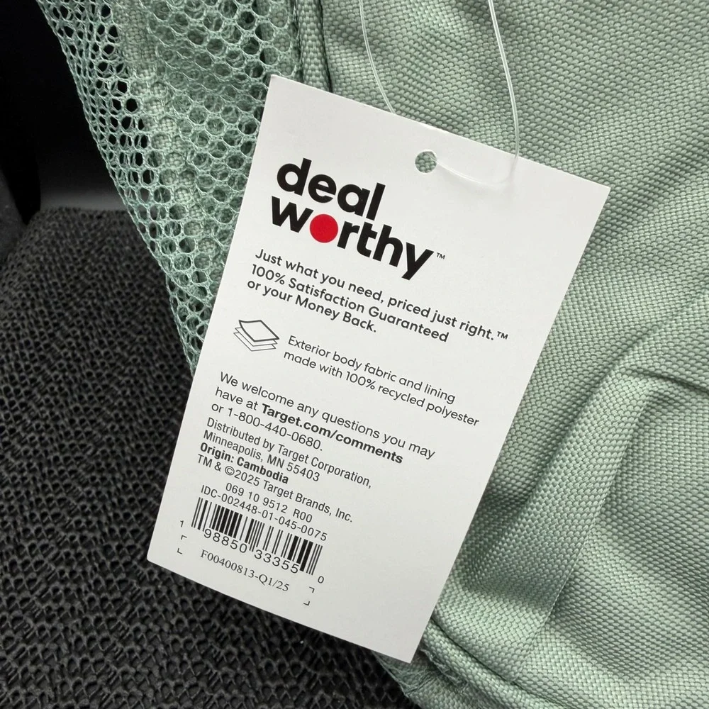 Deal Worthy Sage Green 15 Inch Laptop Backpack Recycled Polyester 069109512